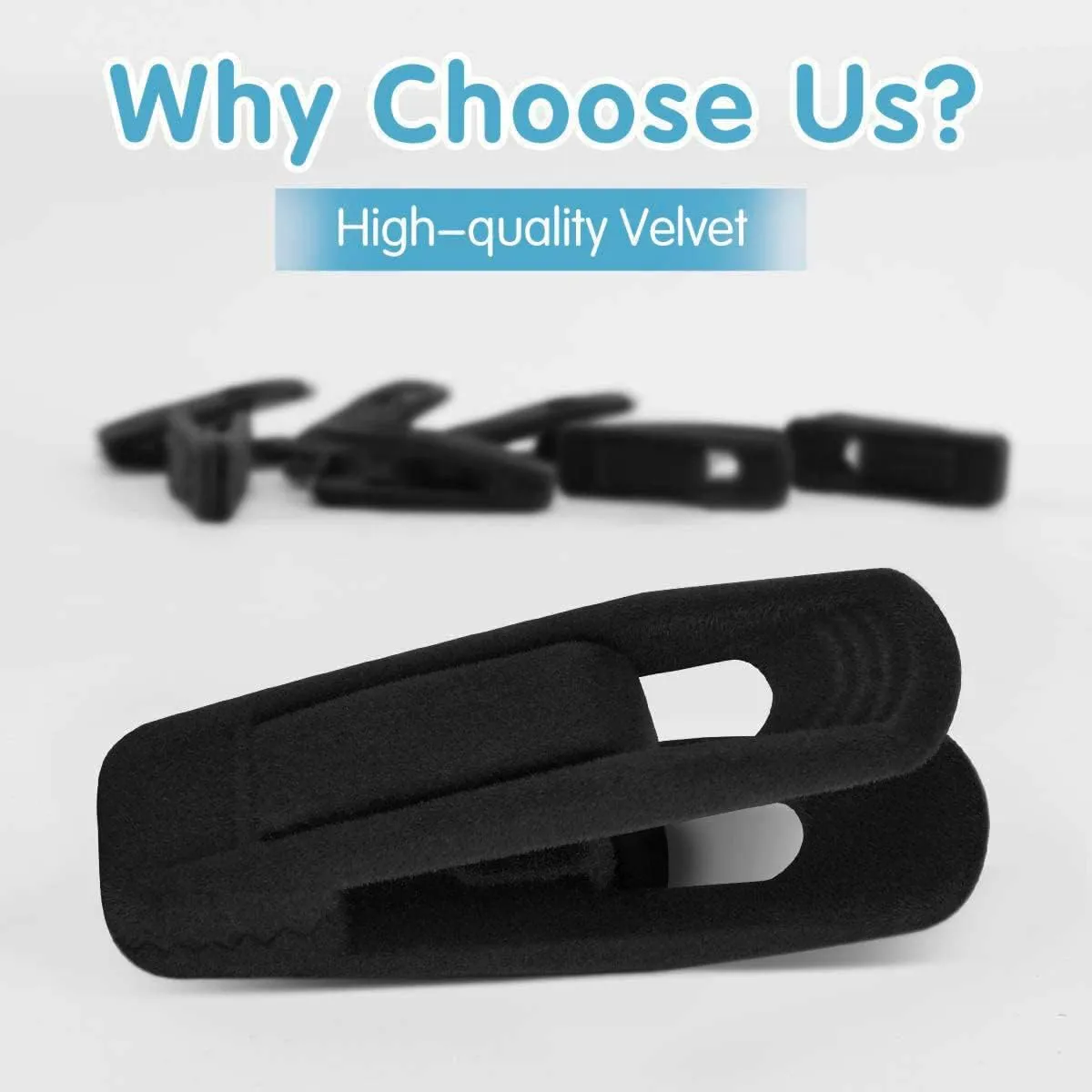 Black Velvet Hanger Clips (60-Pack), Strong Finger Clips for Velvet Hangers, Skirt Hanger Clips Fit for Flocking Hangers