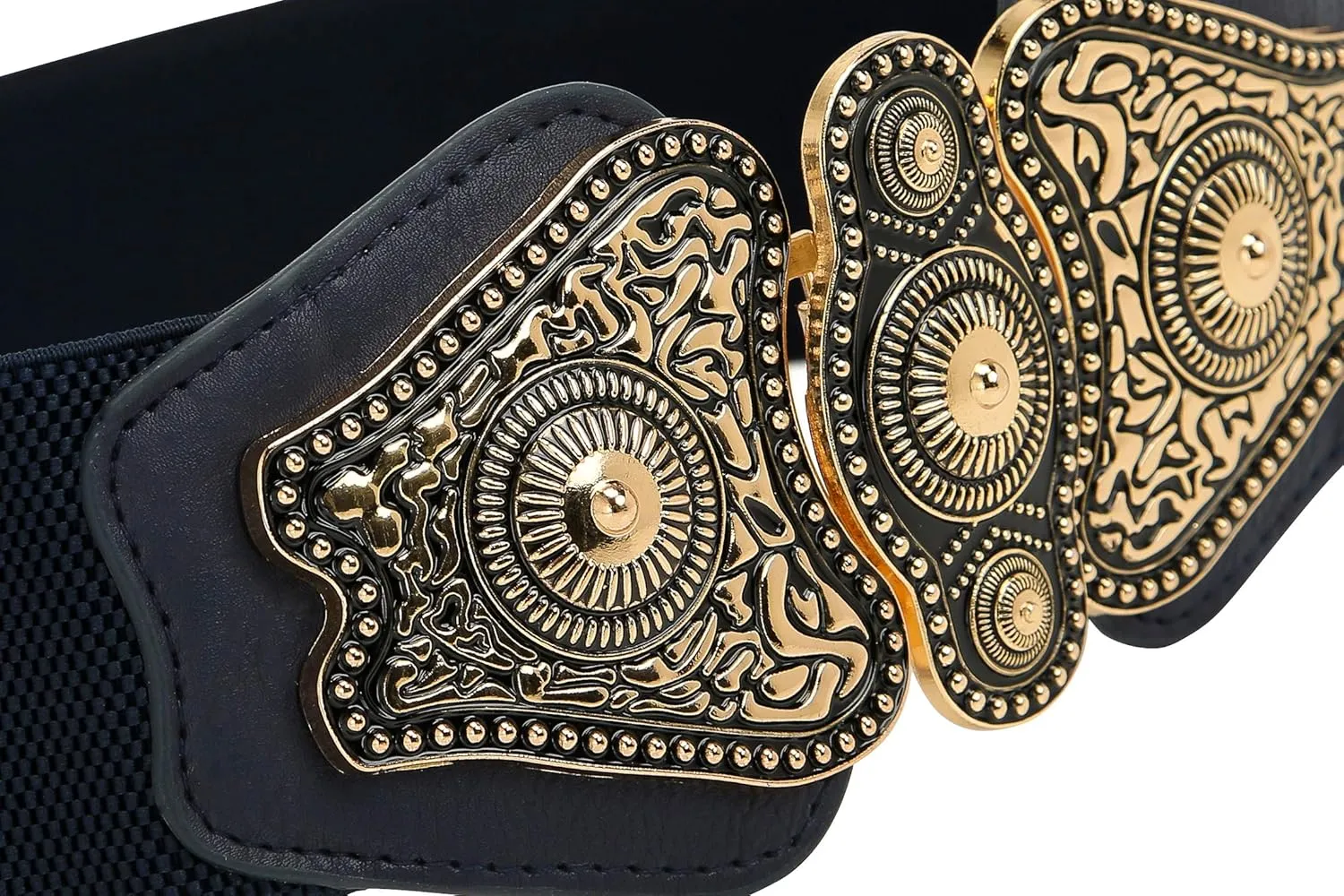 BlackButterfly Wide Elastic Stretch Vintage Antique Retro Buckle Belt