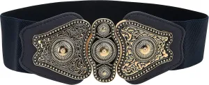 BlackButterfly Wide Elastic Stretch Vintage Antique Retro Buckle Belt