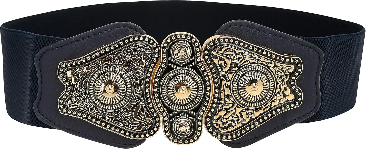 BlackButterfly Wide Elastic Stretch Vintage Antique Retro Buckle Belt