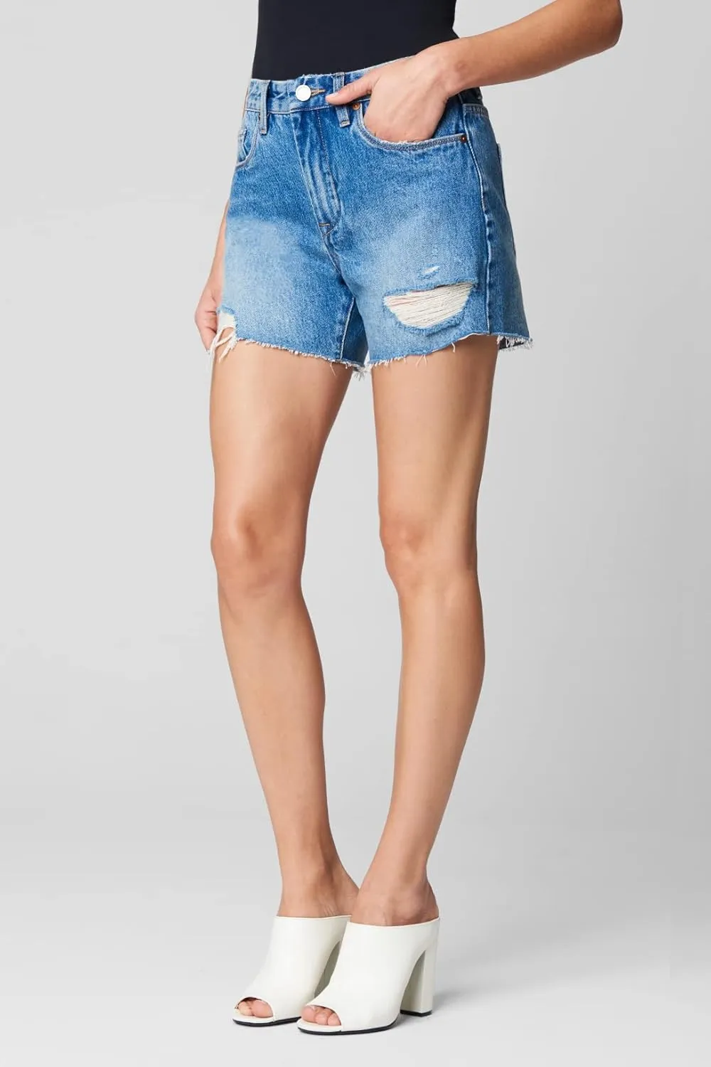 [BLANKNYC] Womens Cut Off Distressed Denim Mom Short, Comfortable & Stylish