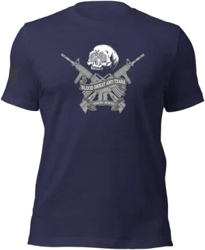 Blood Sweat and Tears Forever Will I Own The Title SKull with Crossed Guns Unisex t-shirt