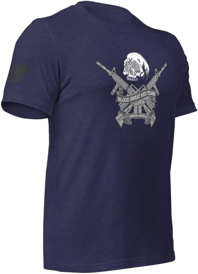 Blood Sweat and Tears Forever Will I Own The Title SKull with Crossed Guns Unisex t-shirt