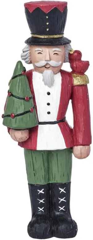Blossom Bucket Nutcracker Figurine with Black Hat and Tree