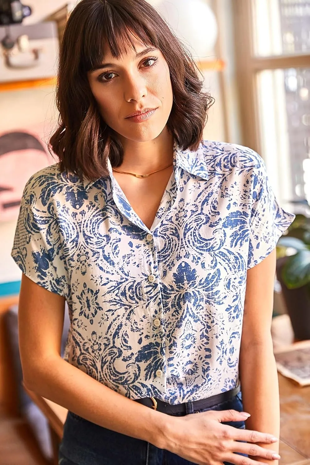 Blouses for Women Fashion, Long Sleeve Button Down Shirts Dressy Casual Tops