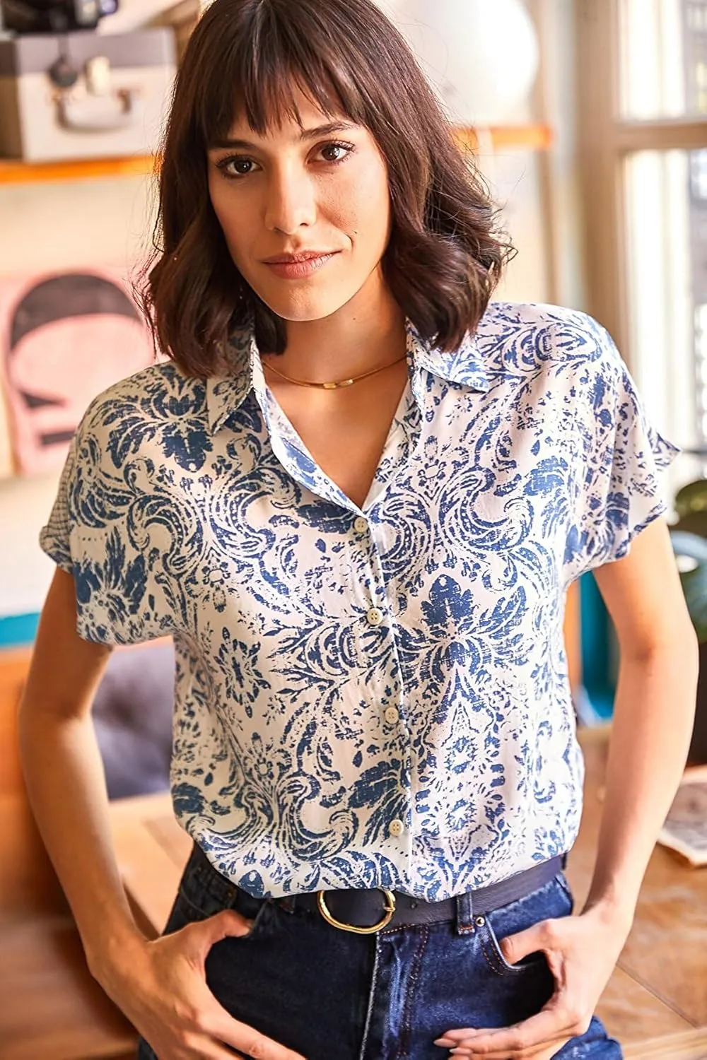 Blouses for Women Fashion, Long Sleeve Button Down Shirts Dressy Casual Tops
