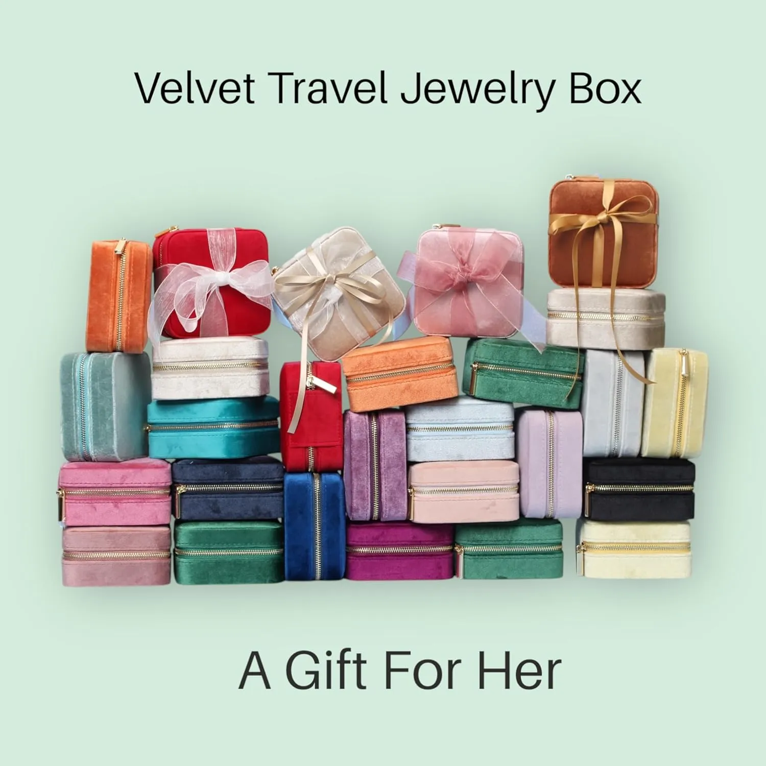 BLUTETE Travel Jewelry Box Organizer Velvet Travel Case With Mirror Ring Earrings Necklaces Storage Organizer Box (Mulberry)