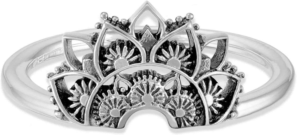Boma Jewelry Sterling Silver Bali Style Boho Tribal Lotus Blossom Flower Ring