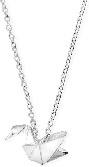 Boma Jewelry Sterling Silver Origami Crane Necklace, 16 inches