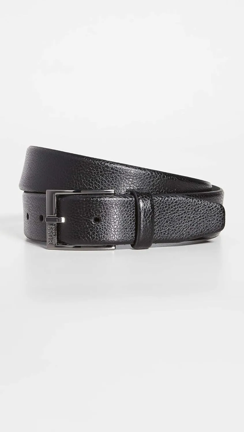 BOSS Men's Timeless Grain Embossed Leather Belt