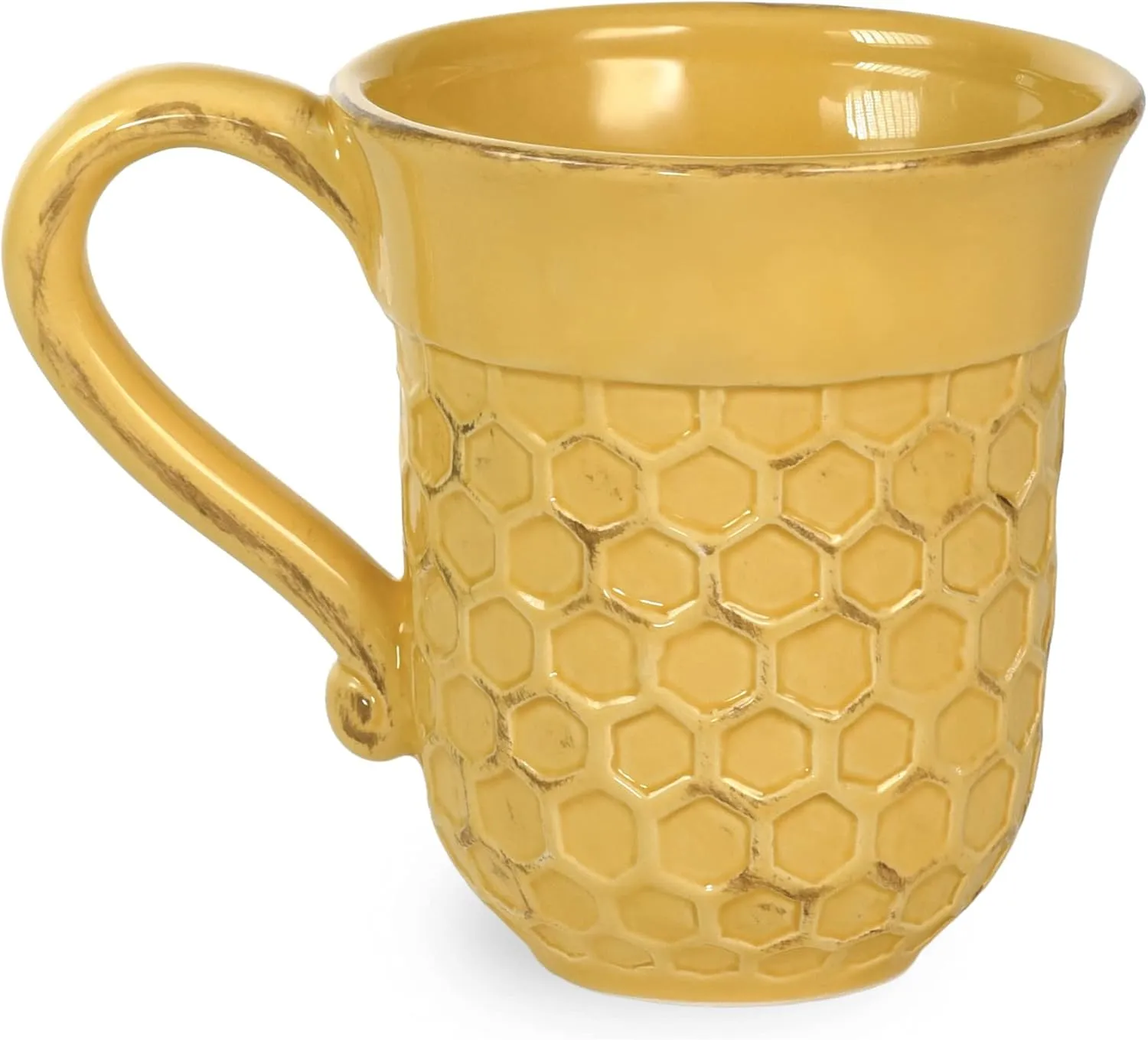 Boston International Embossed Ceramic Coffee Mug/Cup, 13-Ounces, Honeycomb