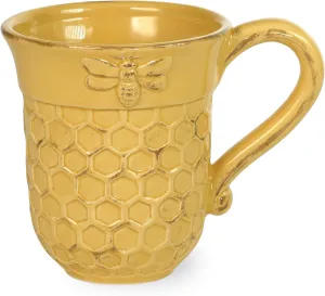 Boston International Embossed Ceramic Coffee Mug/Cup, 13-Ounces, Honeycomb