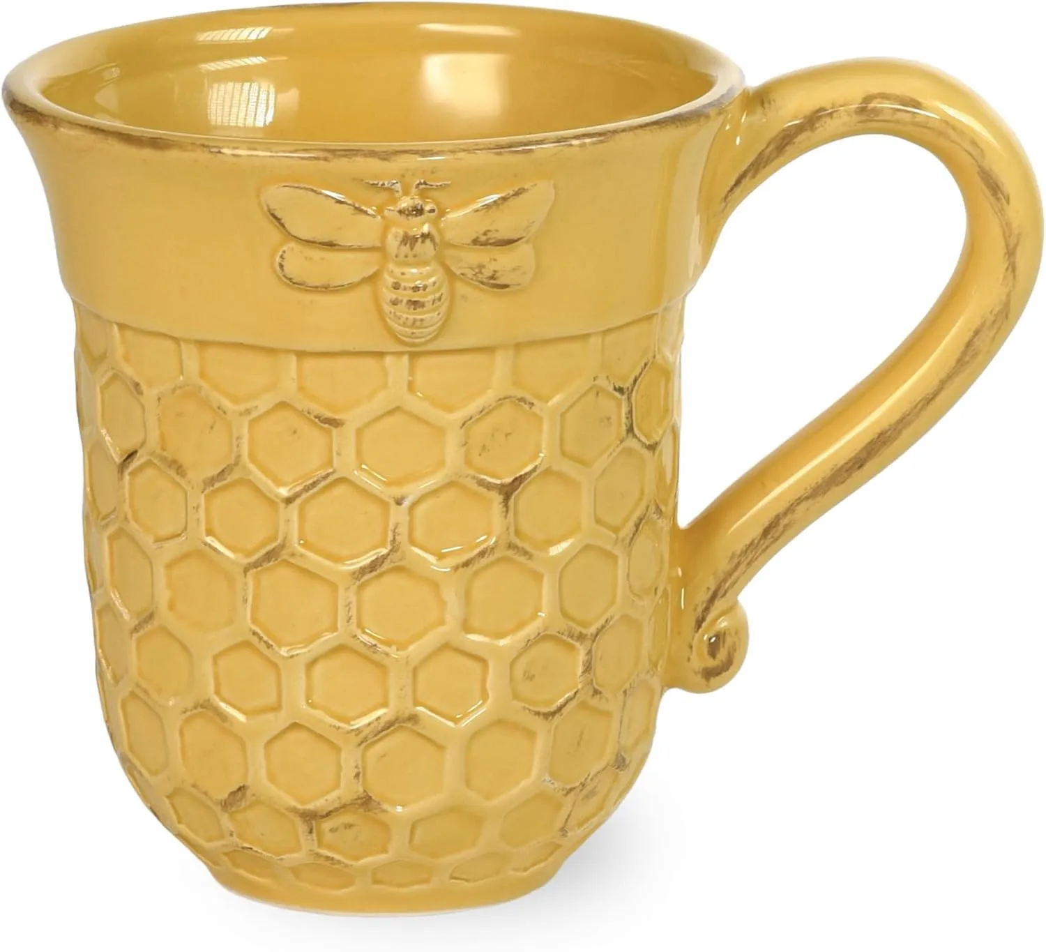 Boston International Embossed Ceramic Coffee Mug/Cup, 13-Ounces, Honeycomb