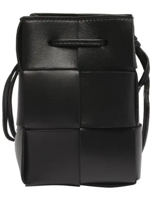Bottega Veneta Intrecciato Cassette Small Bucket Bag Black