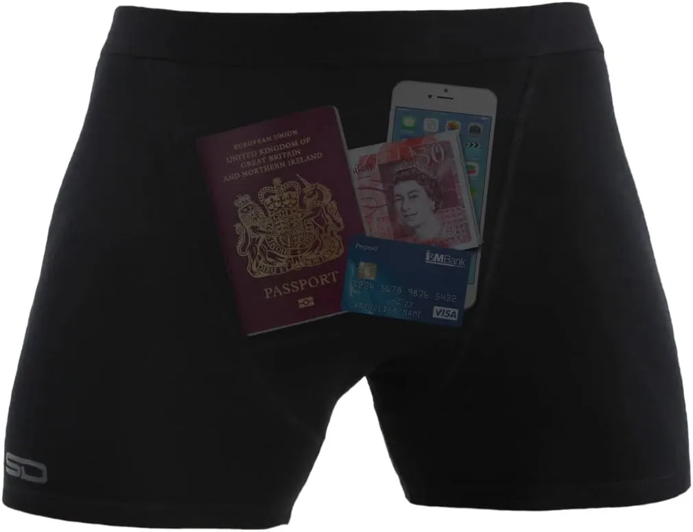 Boxer Brief Shorts - Anti Theft, Pickpocket Proof, Travel Pocket Underwear