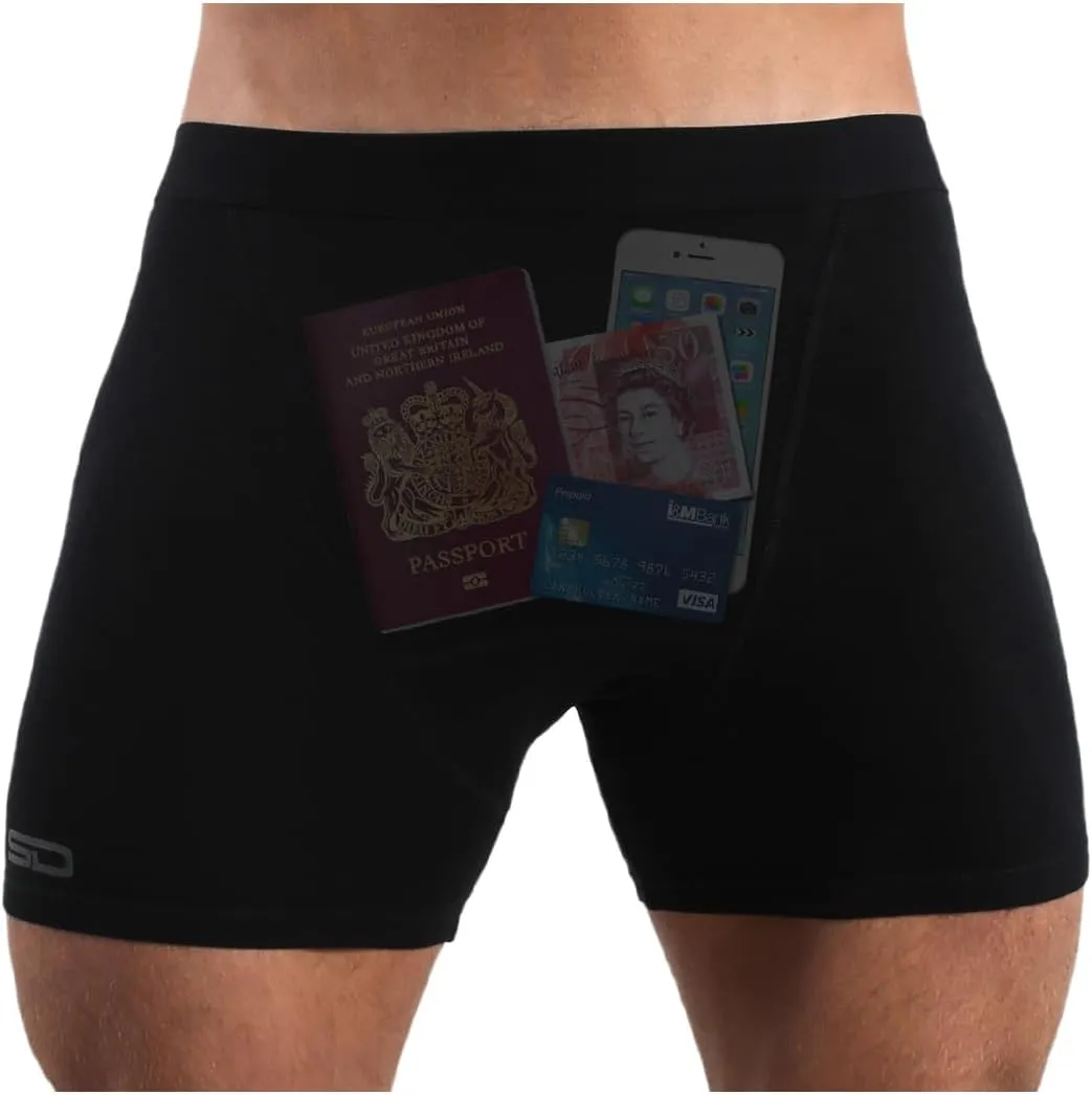 Boxer Brief Shorts - Anti Theft, Pickpocket Proof, Travel Pocket Underwear