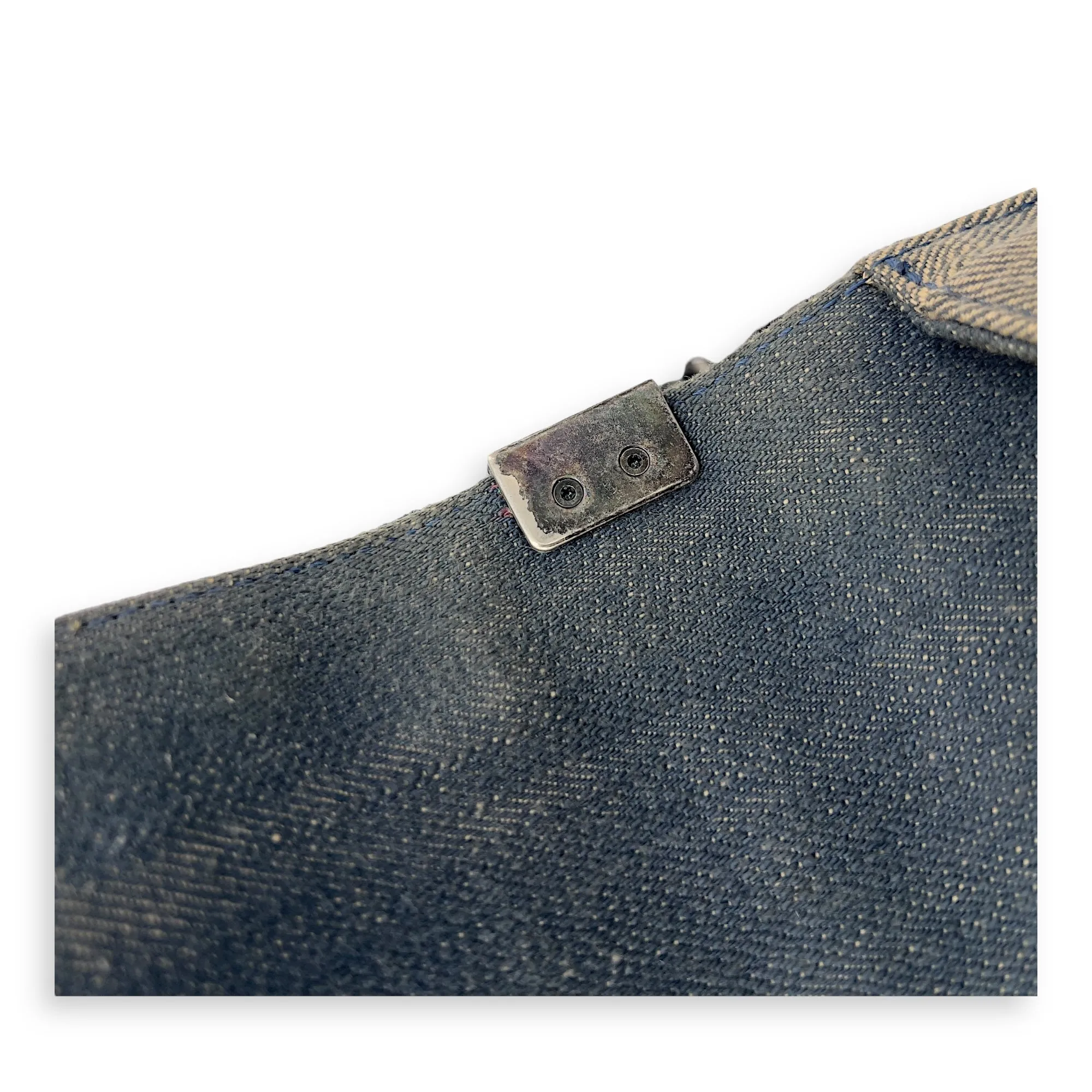 Boy Medium Blue Shoulder Bag in Denim, Ruthenium hardware
