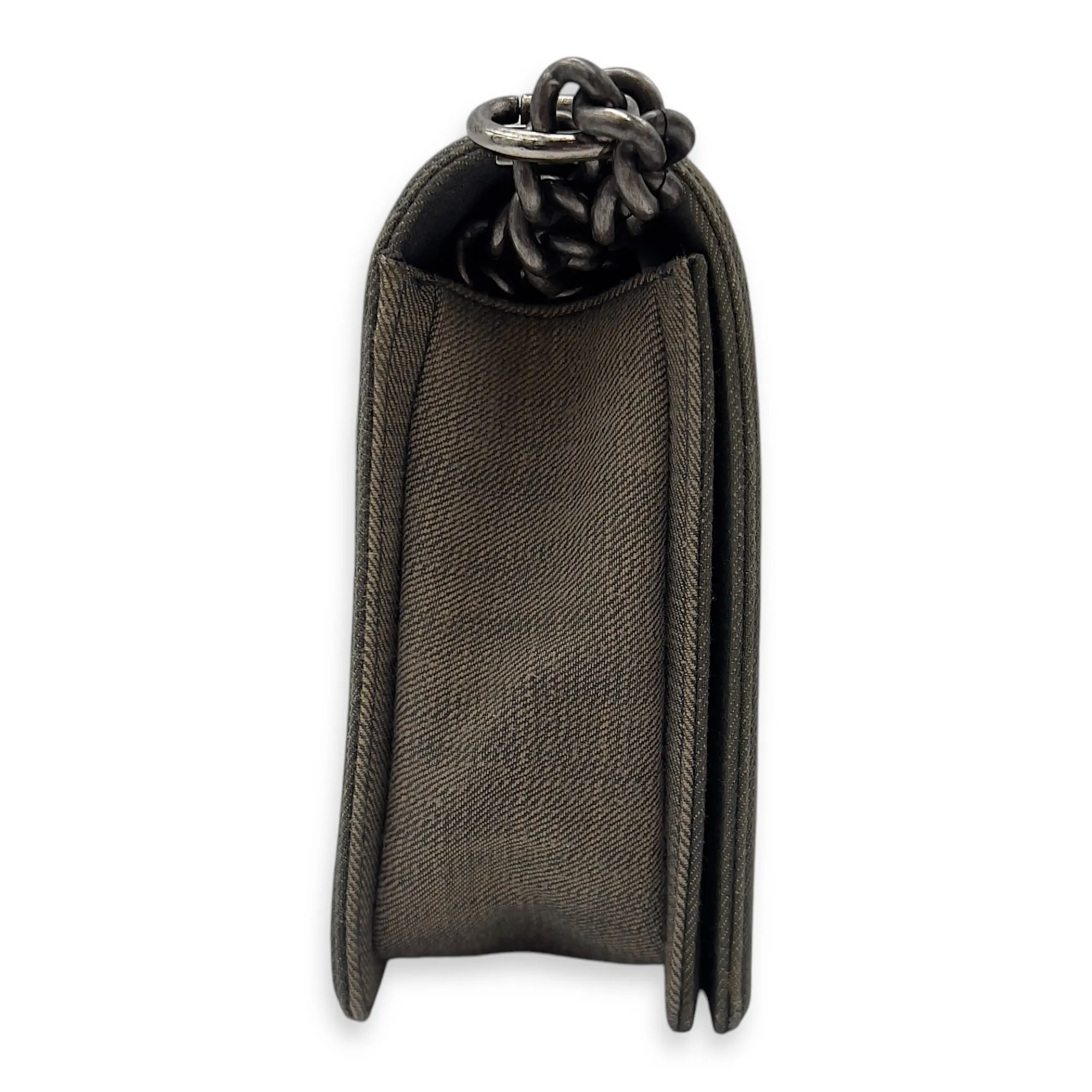 Boy Medium Blue Shoulder Bag in Denim, Ruthenium hardware