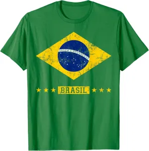 Brazil T Shirt Women Men Kids Brasil Brazilian Flag Green T-Shirt