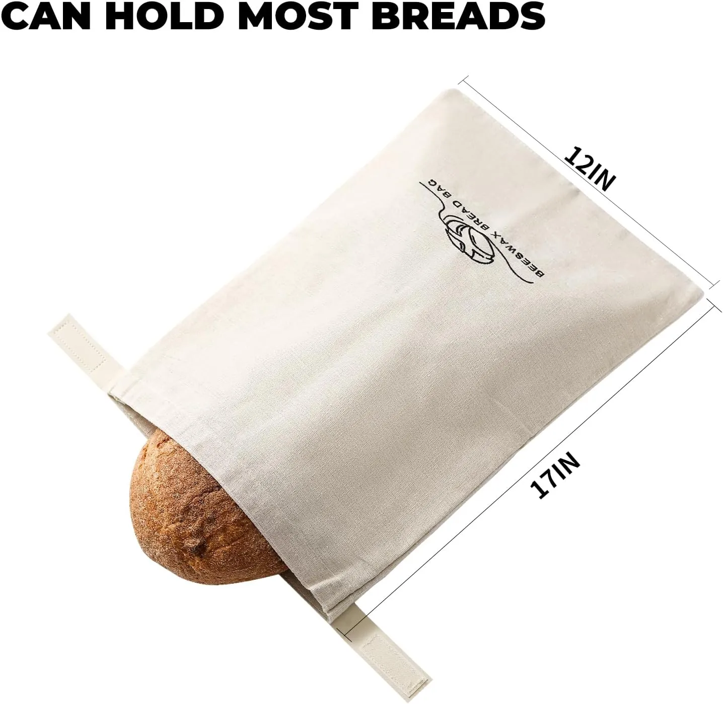 Bread Bags for Homemade Bread. Beeswax Bags for Sourdough.（2 Pack. XL-12 * 17IN