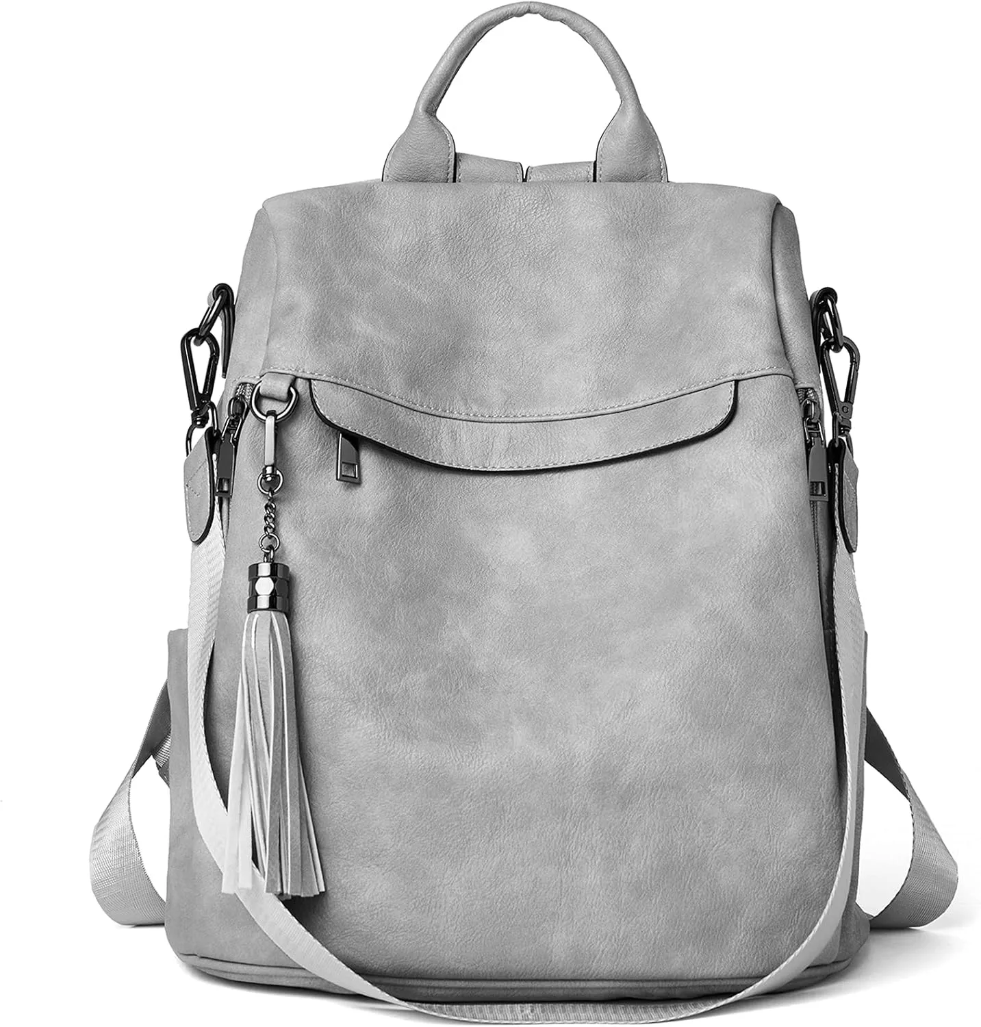 BROMEN Backpack Purse for Women Leather Anti-theft Travel Fashion Shoulder Bag Retro Grey