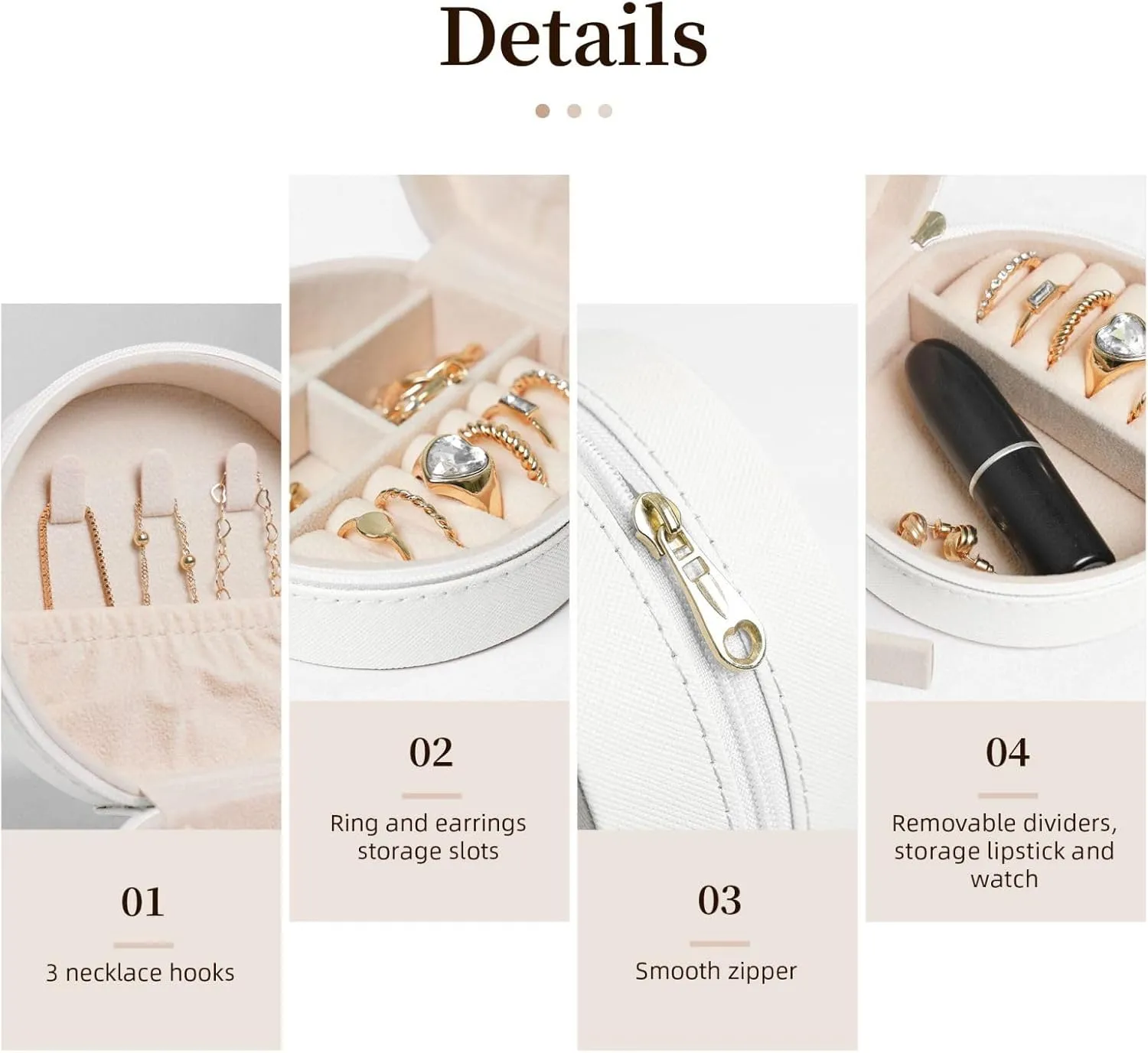 Brook Trout Fly Fishing Jewelry Case Small Jewelry Box Gift for Women Leather Travel Jewelry Organizer Round Storage Purse with Zipper Display Storage Box for Rings Earrings Necklaces