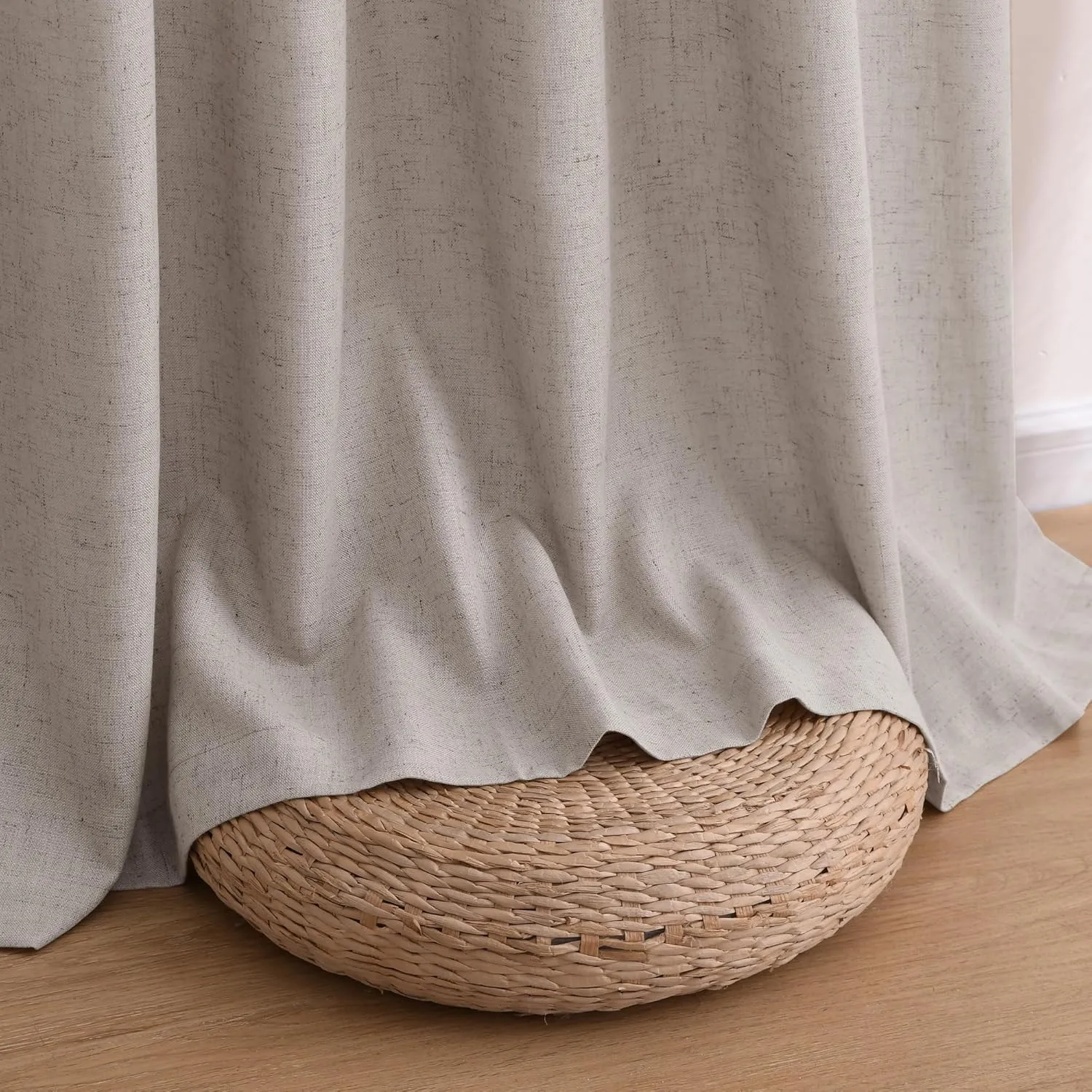 Brown Grey Linen Curtains 84 Inches Long 2 Panel Set Rod Pocket Semi Sheer Dining Room Cozy Bedroom Decor Cotton Look Country Rustic Farmhouse Boho Curtains 52x84