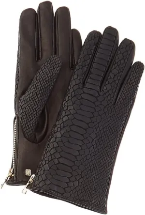 Bruno Magli Women's Snakeskin Embossed Leather Gloves