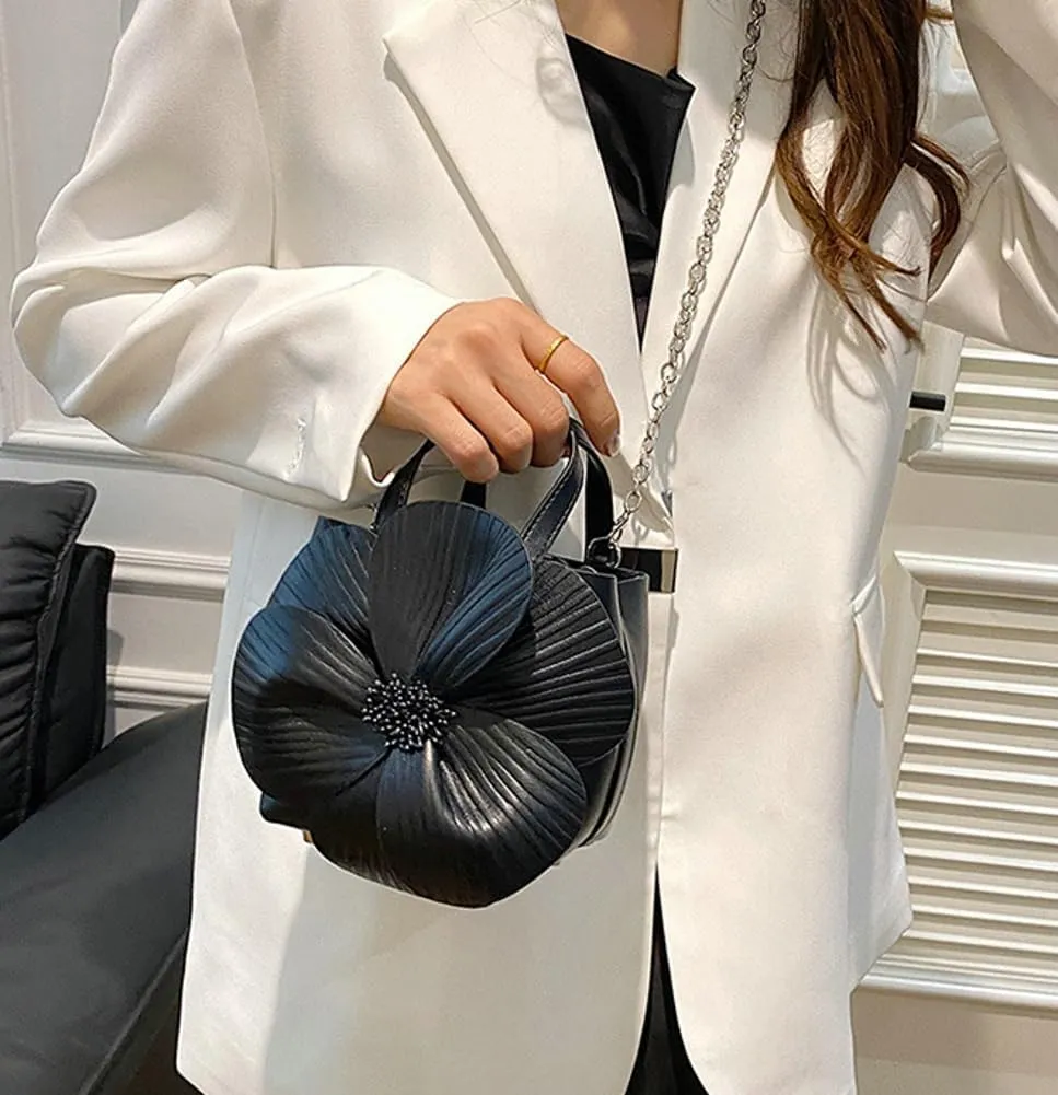 Bucket Bag for Women, French Petal Flower Handbag Creative Crossbody Bag Purse Large shoulder Handbag for Work Travel