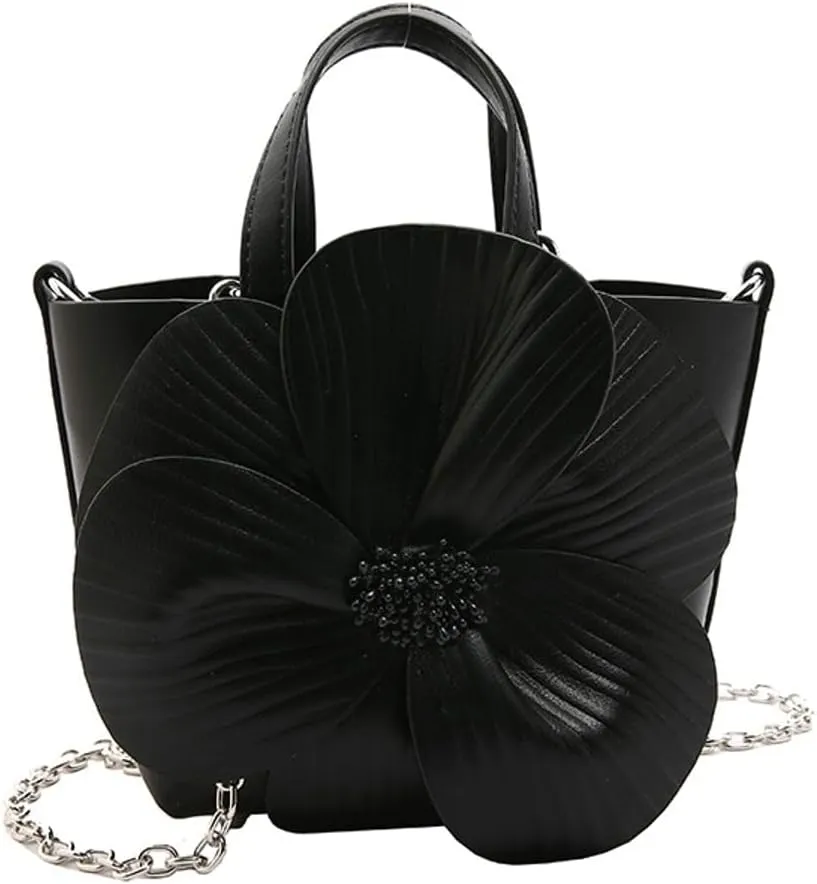 Bucket Bag for Women, French Petal Flower Handbag Creative Crossbody Bag Purse Large shoulder Handbag for Work Travel