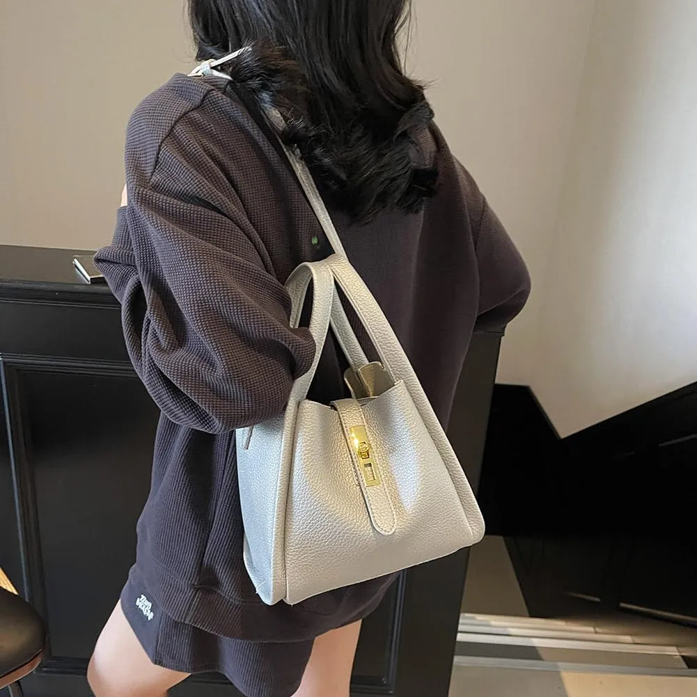 Bucket Bag for Women Leather Bucket Bags Trendy Bucket Purse Vintage Shoulder Bag Women's Tote Bags Handbags with Small Purse