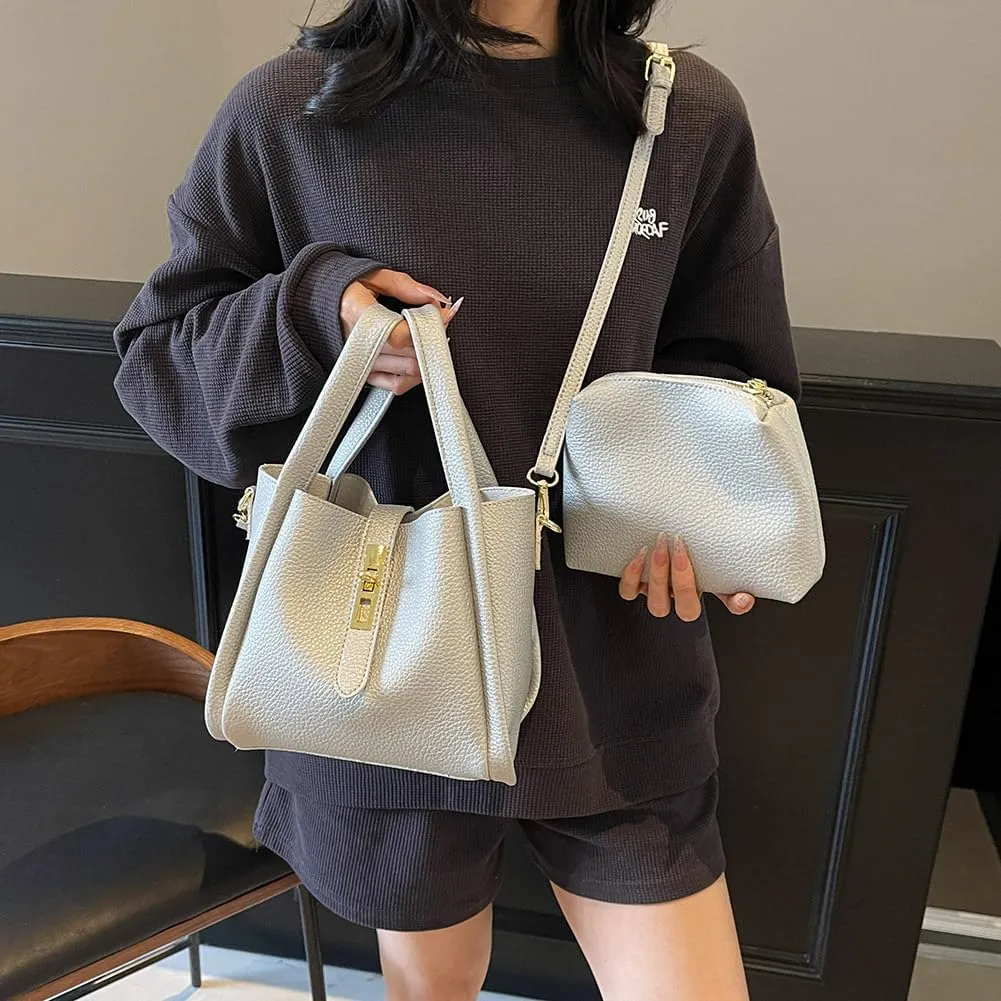 Bucket Bag for Women Leather Bucket Bags Trendy Bucket Purse Vintage Shoulder Bag Women's Tote Bags Handbags with Small Purse