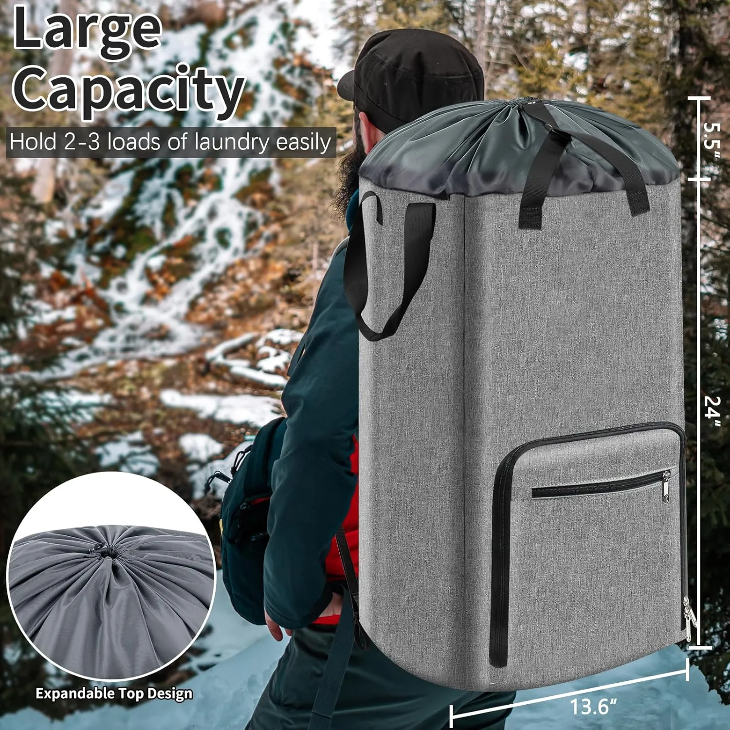 Bukere Laundry Backpack Bag, Extra Large 90L Laundry Tote for College Students Dorm Essentials, Adjustable Shoulder Straps, Portable Laundry Hamper Basket for Apartment, Laundromat, Travel