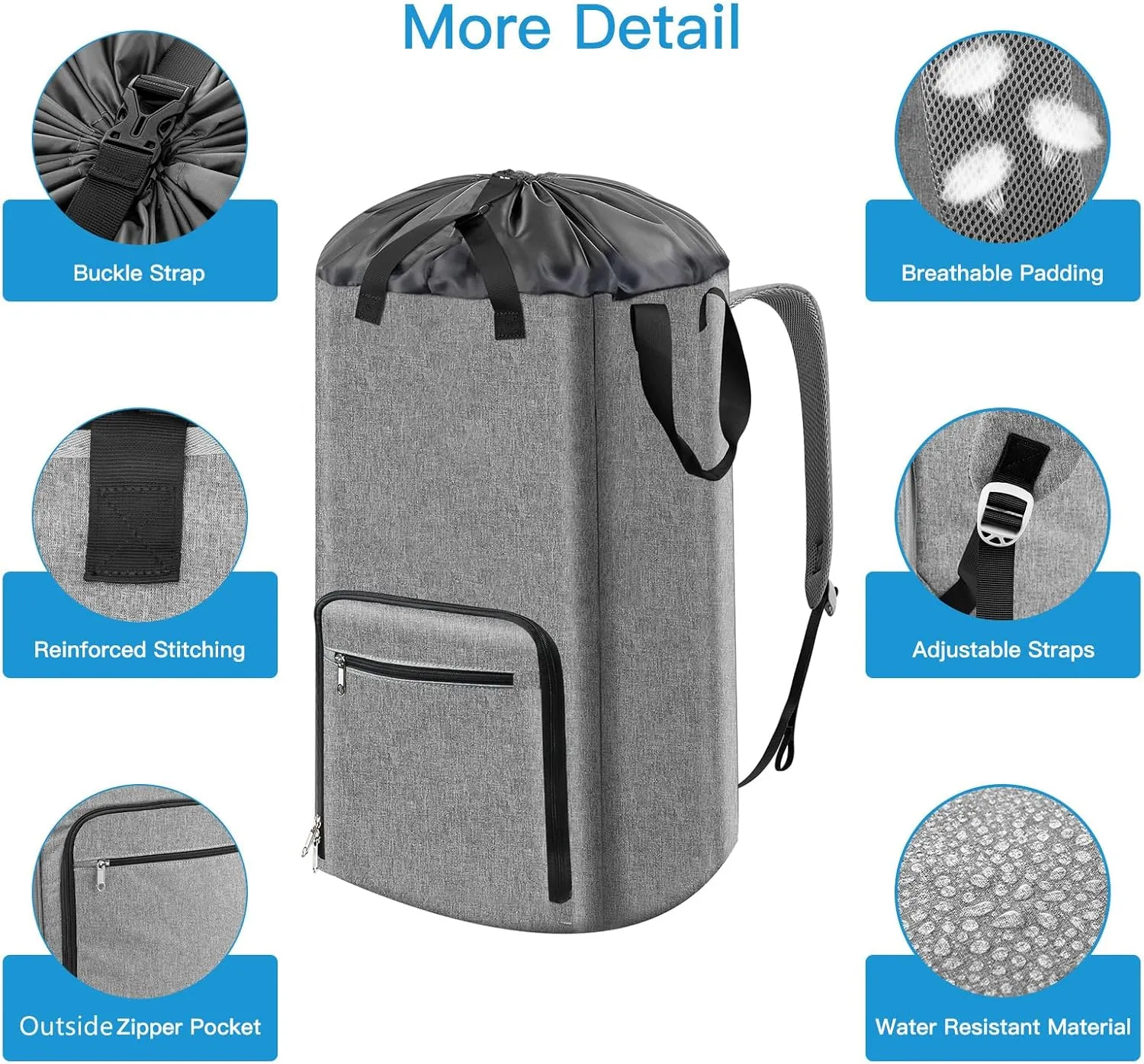 Bukere Laundry Backpack Bag, Extra Large 90L Laundry Tote for College Students Dorm Essentials, Adjustable Shoulder Straps, Portable Laundry Hamper Basket for Apartment, Laundromat, Travel