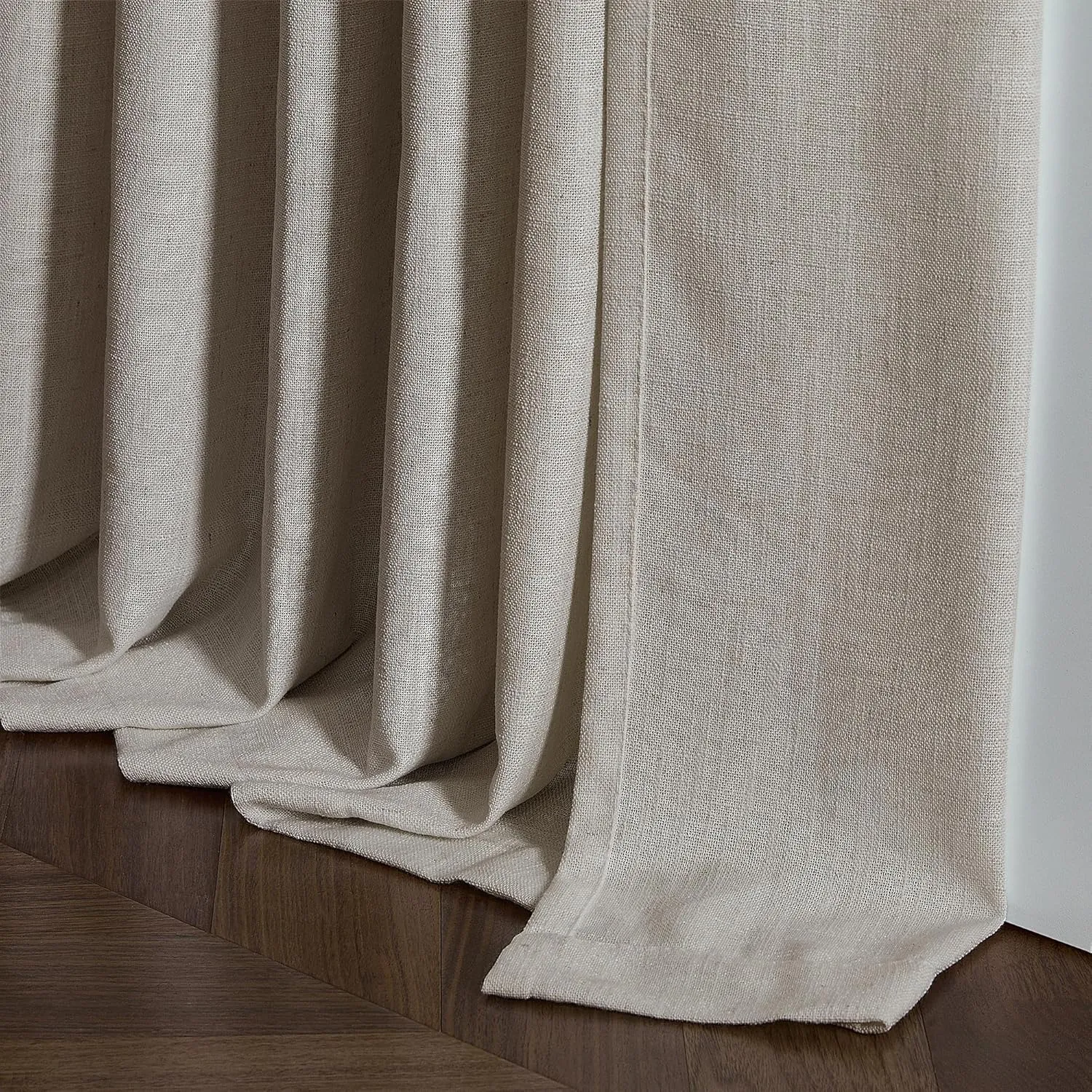 Burlywood Birch Linen Kitchen Curtains 45 Inches Long 2 Sets Basement Curtains for Small Window Pinch Pleated Back Tab Linen Blend Short Boho Semi Sheer Back Tab Cafe Drapes for Bay Windows 40x45