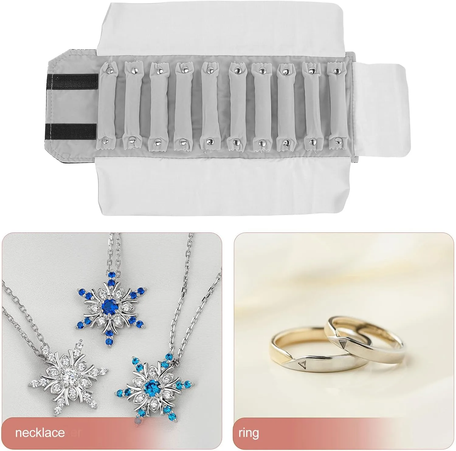 Cabilock Ring Storage Roll Bag Portable Jewelry Case Organizer Roll Necklaces Bracelets Case Earring Holder Jewelry Box for Necklace Travel Storage Bag Jewelry Organizer Roll Holder