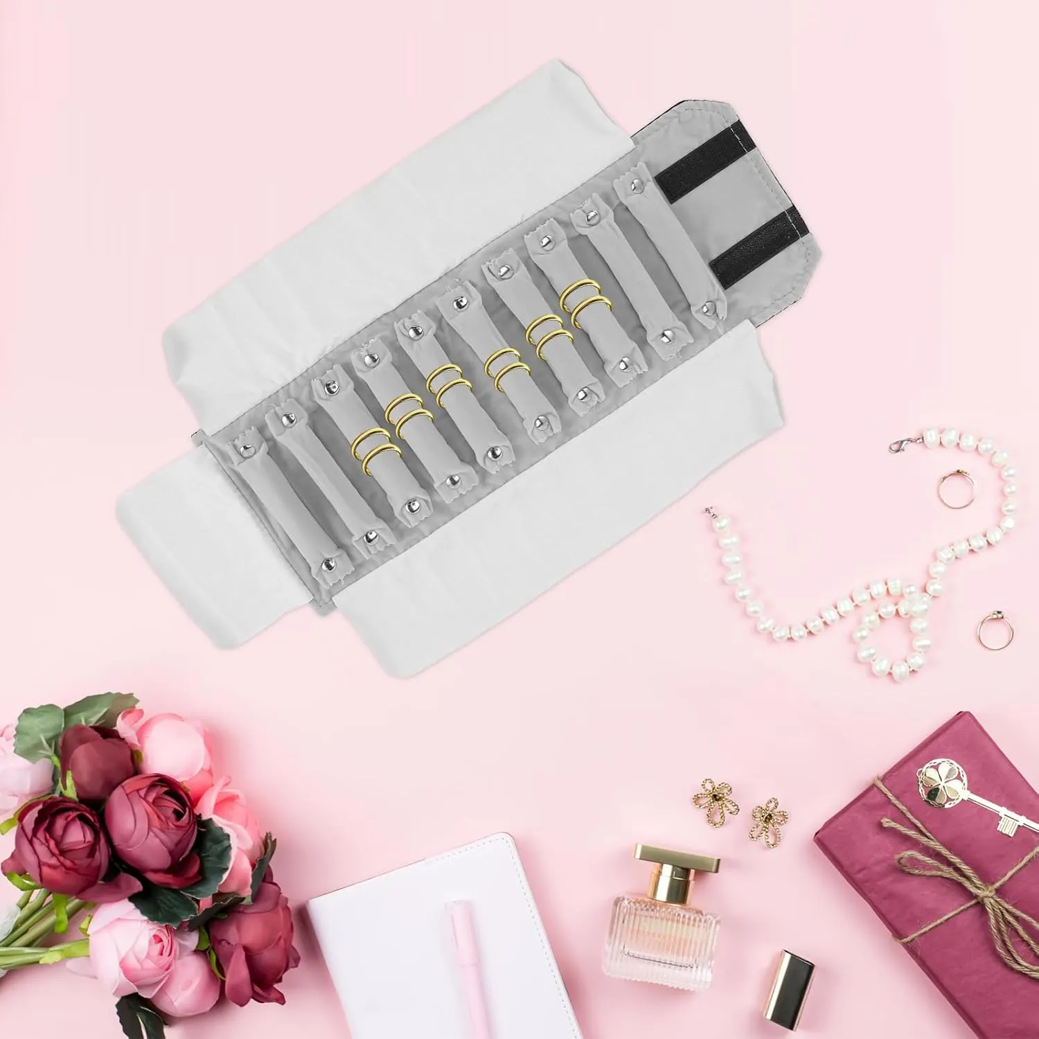 Cabilock Ring Storage Roll Bag Portable Jewelry Case Organizer Roll Necklaces Bracelets Case Earring Holder Jewelry Box for Necklace Travel Storage Bag Jewelry Organizer Roll Holder