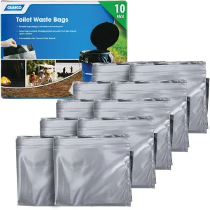 Camco Toilet Waste Bags - Features Biodegradable Powder & Leak Proof Double Bag Design - Great for Camping, RVing, Hiking, or Boating - 10-Pack (41548)