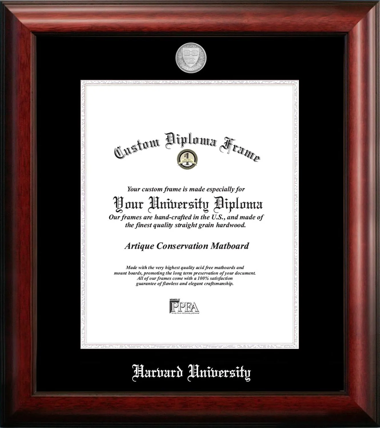 Campus Images NCAA Harvard Crimson Unisex Silver Embossed Diploma Frame Harvard University 11W x 14H Silver Embossed Diploma Frame, Brown, One Size