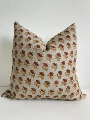 Canyon Theory Hand Block Print Organic Linen 20x20 Inch Throw Pillow Cover: Indoor Outdoor Sustainable Handmade Vintage Decorative Cushion Cover (Inez)