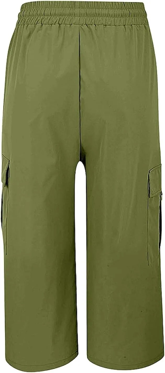 Capri Pants for Women Palazzo Lounge Pants Summer Dandelion Graphic Cropped Cotton Linen Comfy Baggy Trousers