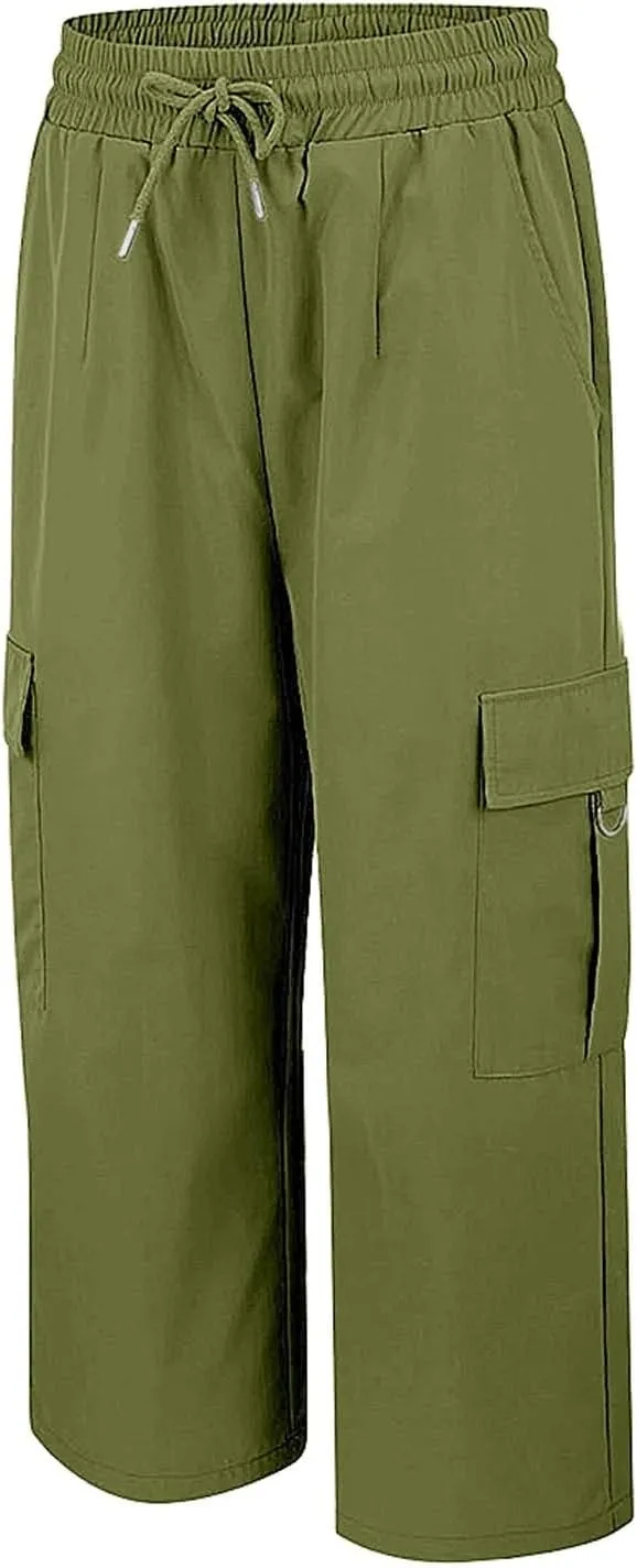Capri Pants for Women Palazzo Lounge Pants Summer Dandelion Graphic Cropped Cotton Linen Comfy Baggy Trousers
