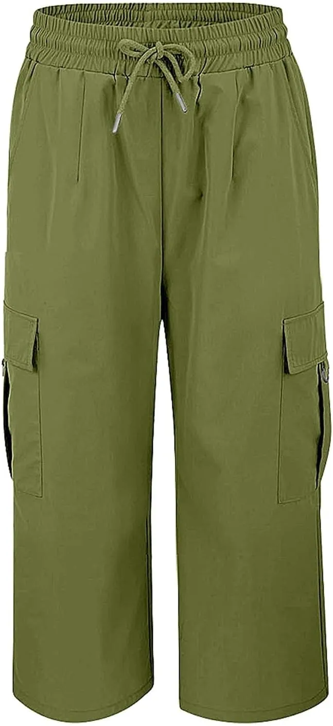 Capri Pants for Women Palazzo Lounge Pants Summer Dandelion Graphic Cropped Cotton Linen Comfy Baggy Trousers