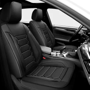 Car Seat Covers Fit for Subaru Forester 2007-2024 2025 Waterproof Faux Leather Car Seat Cushion Protector Compatible Airbag(2 Front/Black)