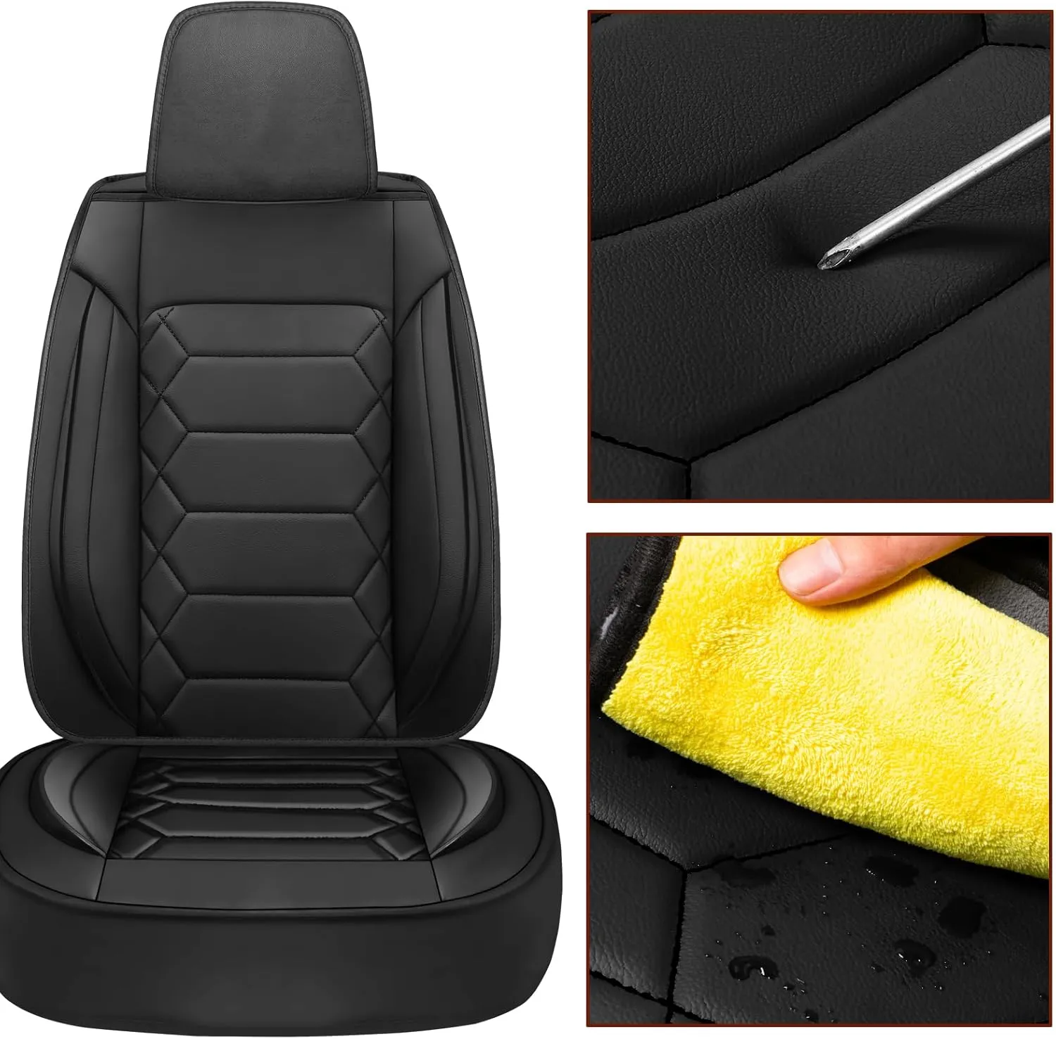 Car Seat Covers Fit for Subaru Forester 2007-2024 2025 Waterproof Faux Leather Car Seat Cushion Protector Compatible Airbag(2 Front/Black)