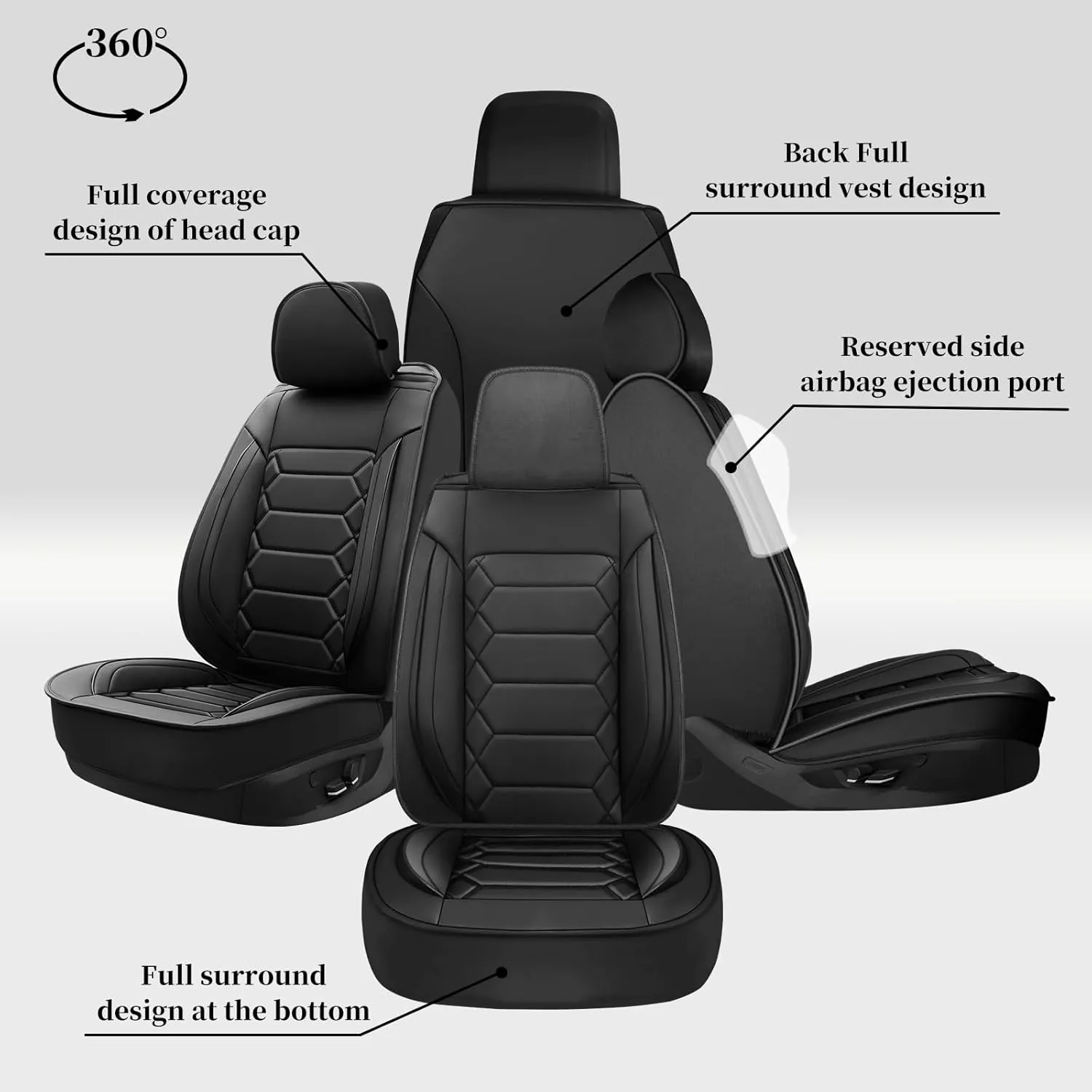 Car Seat Covers Fit for Subaru Forester 2007-2024 2025 Waterproof Faux Leather Car Seat Cushion Protector Compatible Airbag(2 Front/Black)