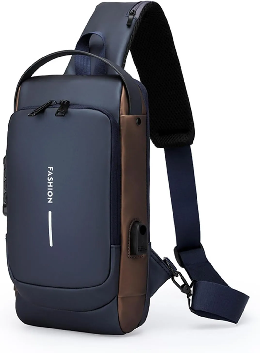 Carbon Fiber Streamline Anti-theft Sling Bag, USB Charging Sport Sling Anti-Theft Shoulder Bag, Waterproof Shoulder