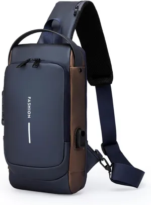 Carbon Fiber Streamline Anti-theft Sling Bag, USB Charging Sport Sling Anti-Theft Shoulder Bag, Waterproof Shoulder