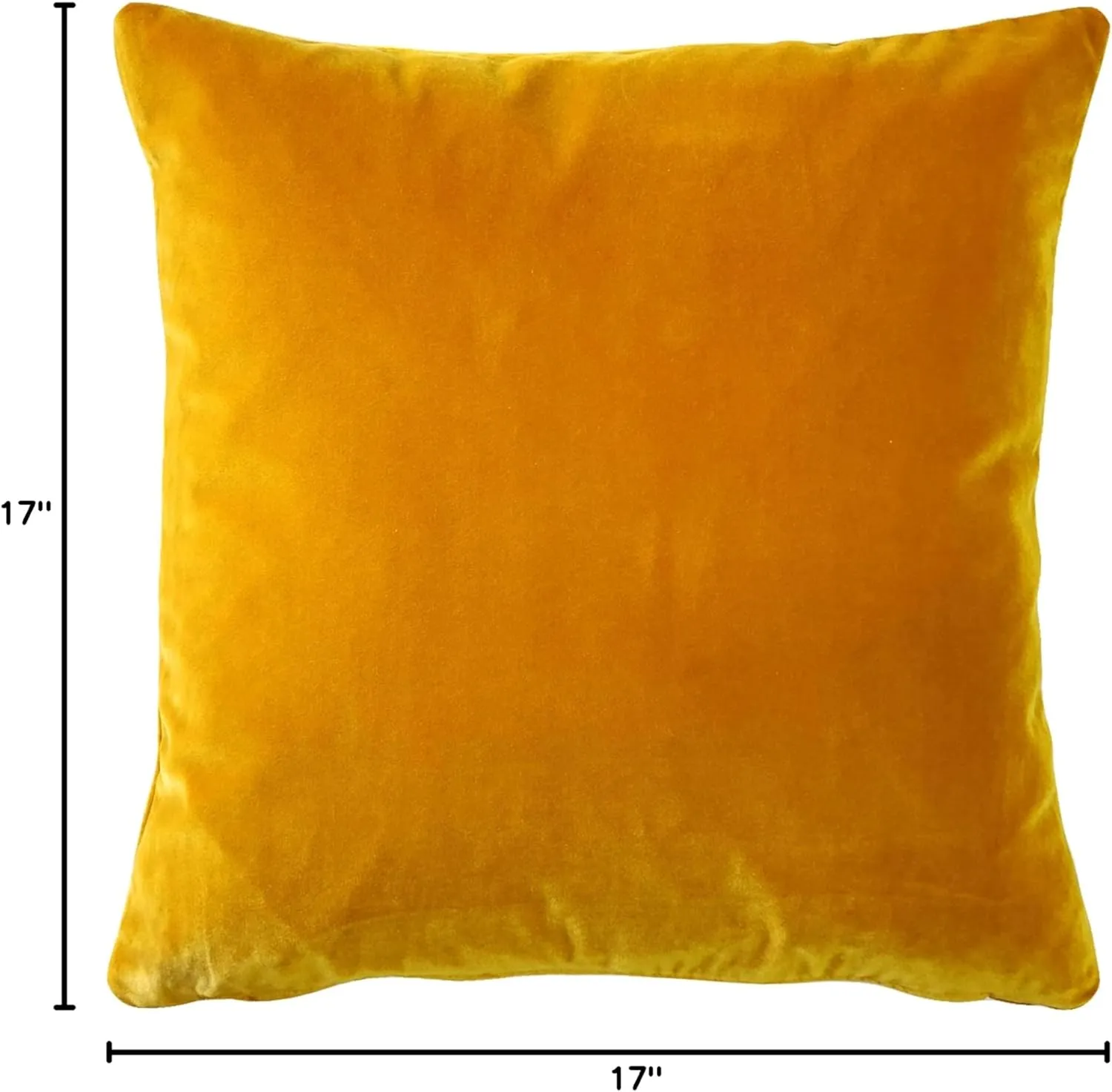 Castello Velvet Pillows, 17x17 Inch Square, Complete Pillow - Cover & Polyfill Pillow Insert (15  Colors) Deep Yellow