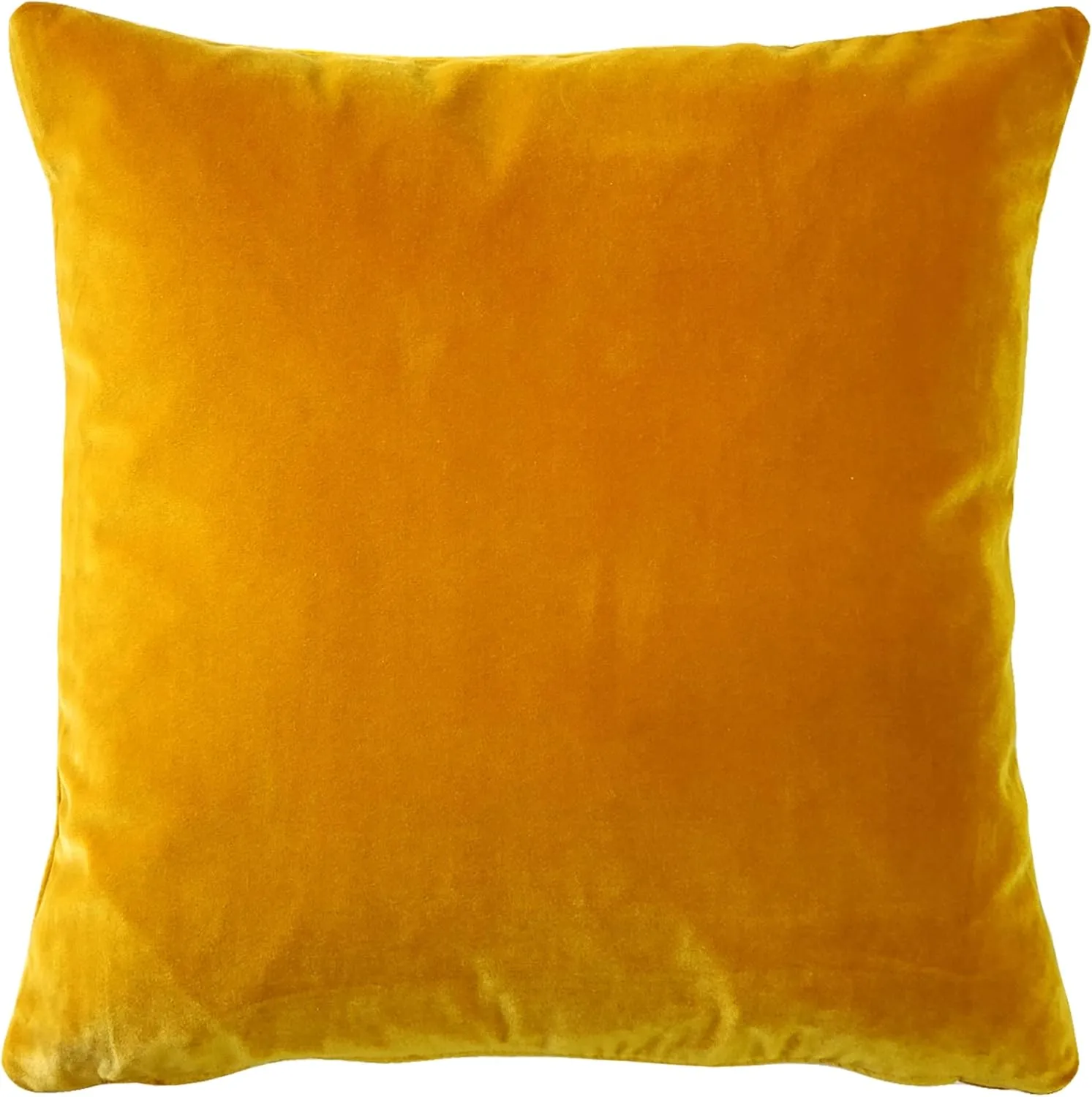 Castello Velvet Pillows, 17x17 Inch Square, Complete Pillow - Cover & Polyfill Pillow Insert (15  Colors) Deep Yellow